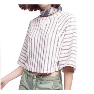 New Anthropologie Dolan Coastal Stripes Terry Frayed Top Size XL